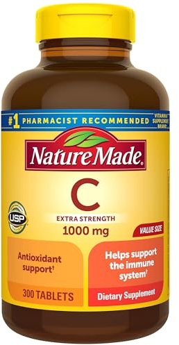 Nature Made Vitamin C 1000 mg Extra Strength, Dietary Supplement for Immune Support, 300 Tablets, 300 Day Supply