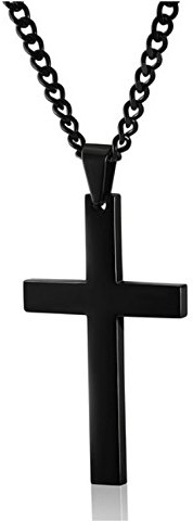 Kreuz Anhänger Edelstahl Kreuzanhänger mit 61cm Halskette für Herren Damen Frauen,silber schwarz gold (silber) (silber)