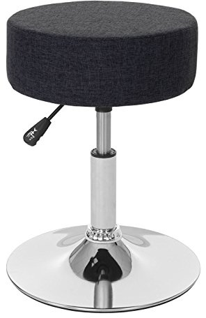 Mendler Hocker HWC-C22 Ø35cm - Textil, dunkelgrau | Sitzhocker, Schminkhocker, höhenverstellbar