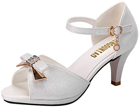 Susenstone Sandales éTé Femme Talons Chaussure De SoiréE Pas Cher Vintage Sexy Respirant Mode Casual Noeud Poisson Bouche Style 2019