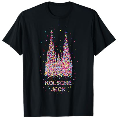 Kölsche Jeck Kölner Dom Fasching Karneval Konfetti Kostüm T-Shirt