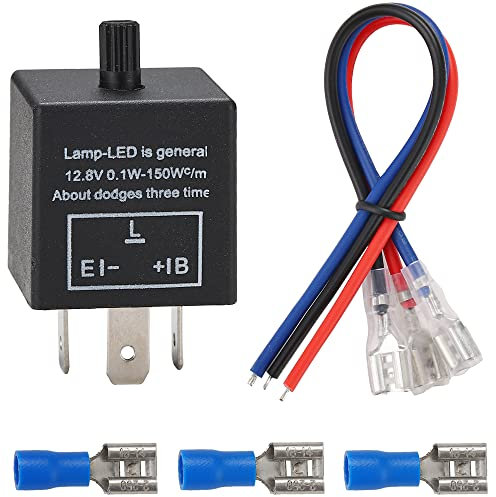 Greluma 1 Pieza Relé Intermitente LED,12V 3 Pines,Relé Intermitente LED Ajustable,Intermitente de Luz Intermitente para Motocicleta Automotriz