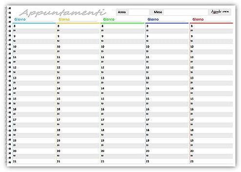 Planer 21 x 30 in Farben für Friseursalon-Termine SPA (70 ff - 90 g) Tischkalender A4 Terminplaner ohne Datum