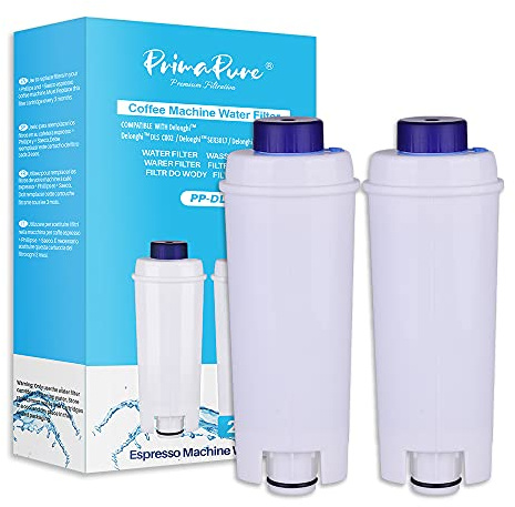 PrimaPure 2-Pack Coffee Espresso Machine Water Filter Replacement For DeLonghi DLSC002, DLS C002, SER3017, 5513292811, ESAM, ECAM, ETAM Series