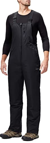 BenBoy Mens Snow Bibs Ski Pants Softshell Waterproof Insulated Ripstop Snowboarding Overalls Winter,HXK8018M-Black-M