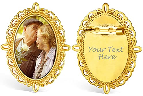 Custom4U Personalisierte Foto Brosche Edelstahl Memorial Broschen & Anstecknadeln für Damen Silber/Gold/Schwarz Anstecknadel Hochzeit Frauen Broschen Clips für Kleidung Modeschmuck Geschenk