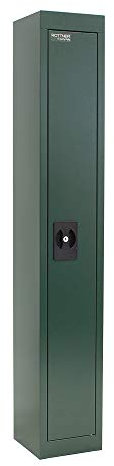 Rottner Armoire à fusils Tom, Acier, Serrure à Cylindre avec 2 clés, Vert, LxHxP 20x125x20 cm, Armoire à fusils pour 1 Arme Longue, intérieur en Feutre, Armoire à munitions avec kit de Fixation