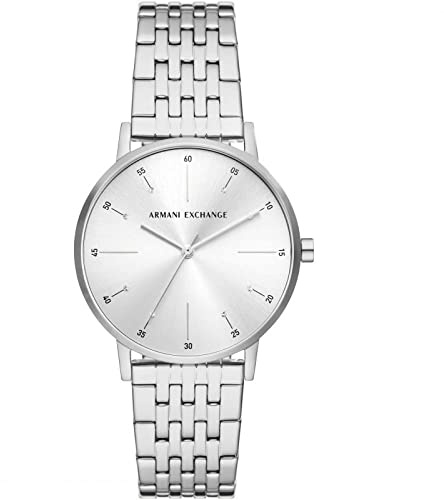 Armani Exchange Uhr für Damen, Dreizeigerwerk, 36MM Silbernes Edelstahlgehäuse mit Edelstahlarmband, AX5578