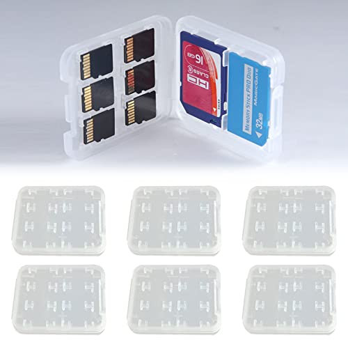 Estuche Tarjetas de Memoria, Fundas para Tarjetas de Memoria, Estuche para Tarjetas de SD, Tarjeta Memoria Caja, Caja de Tarjeta de Memoria de Plástico Transparente, 6 Piezas