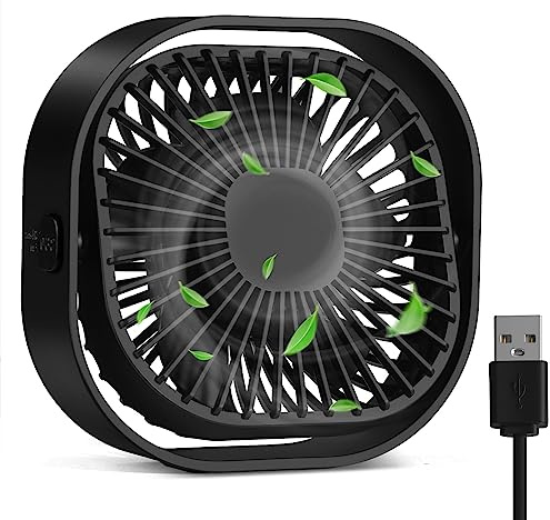 RJVW 4 Inch Small USB Desk Fan, 3-Speed Portable & 360°Rotatable Mini Cooling Fan, USB-Powered Desktop Fan for Home Office Bedroom Dorm Indoor Outdoor Summer Gift