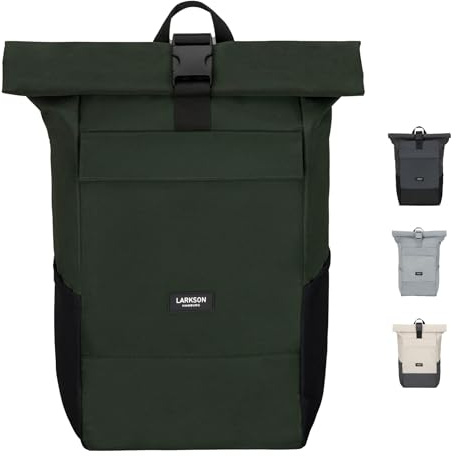 LARKSON Rucksack Damen & Herren - No 4 - Rolltop Backpack mit Laptopfach Uni, Arbeit & Fahrrad - Großer Reiserucksack - Wasserabweisend