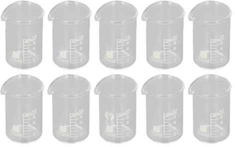 10Pcs Beaker Set 10ml Borosilicate Glass Graduated Low Form Beaker with Clear Scale for Experiment Equipment Laboratory