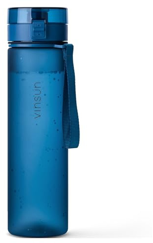 VINSUN Trinkflasche 1L dunkel blau - auslaufsicher, Kohlensäure geeignet, BPA frei, Tritan, Einhandbedienung - Leichte Wasser Flasche für Sport, Schule, Uni, Fahrrad