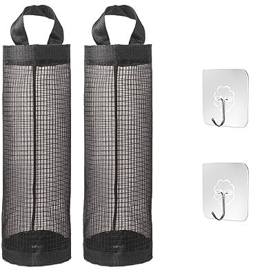 TAFACE 2 soportes para bolsas de plástico para colgar bolsas de basura, estante de malla transpirable, bolsas de almacenamiento plegables de malla con ganchos, adecuado para cocina, baño, dormitorio,