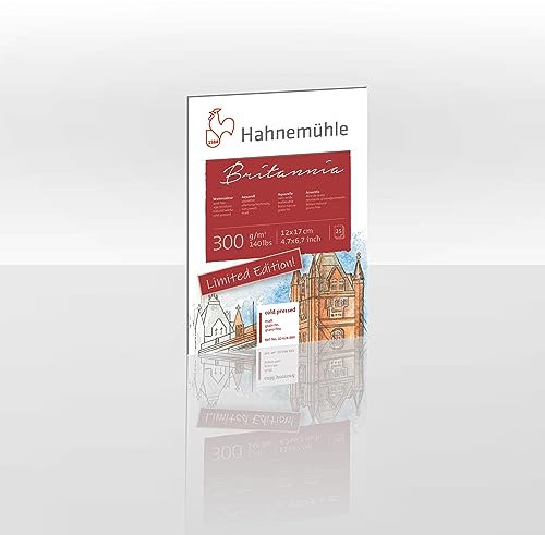 Hahnemühle Aquarellblock Britannia, matt, 300 g/m², 25 Blatt, Limited Edition (12 x 17 cm)
