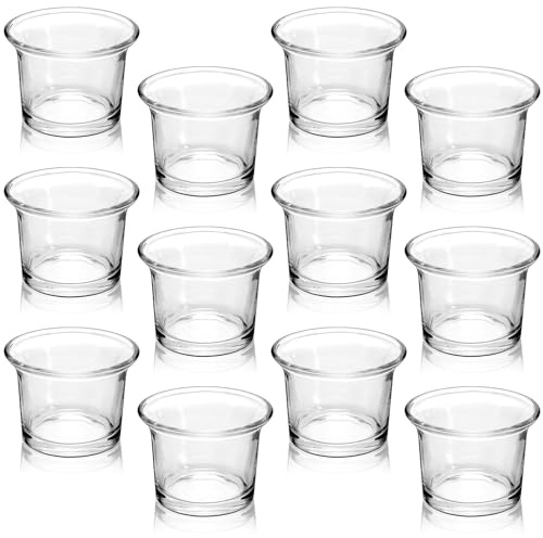 Ycxvacop Glass Votive Candle Holders,Glass Tealight Candle Holder,Tea Light Candle Holder Glass Tea Lights Holders,Clear Glass Tea Light Holders,Tealight Holder for Wedding,Party,Home Decor,Set of 12