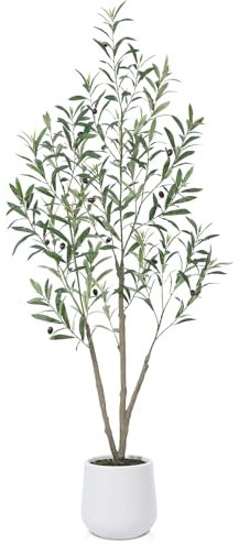 CROSOFMI Artificial Olive Tree 150 cm Large Artificial Plants Indoor in Plastic Pot Tall Fake Faux Plants for Indoors Outdoor Living Room Modern Decor (1 Pack)