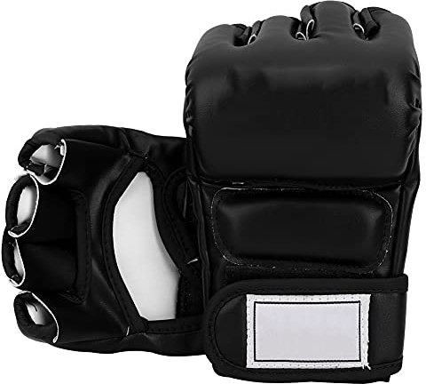 HERCHR MMa Gloves for Men Women Martial Arts Bag Gloves Kickboxing Gloves with Open Palms Boxing Gloves for Punching Sparring Muay Thai(black)