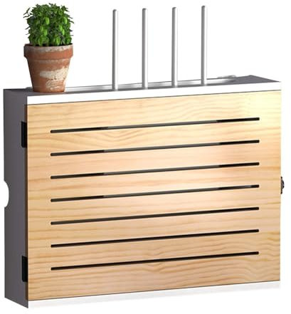 Yoeoefuo Kabel Aufbewahrungsbox Routerregal Router Schrank Modisch Wandmontage Wandregale Holzregal Set-top Box Regal Dekorative Floating Regal Wandboard (Color : Style 1, Size : 36.5x11.5x27.5cm)
