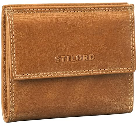 STILORD 'Monew' Vintage Leder Geldbörse Klein mit RFID Geldbeutel Herren Mini Portemonnaie Damen Slim Wallet mit Münzfach Echtleder Brieftasche mit Geschenk-Box, Farbe:Perugia-braun
