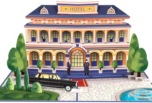 papercrush Pop-Up Karte Hotel, 3D Hotelgutschein für einen Kurzurlaub | Gutscheinkarte für Hotelübernachtung, Geburtstagskarte für Urlaub, Reisegutschein für Städtereise zum Geburtstag & Jahrestag