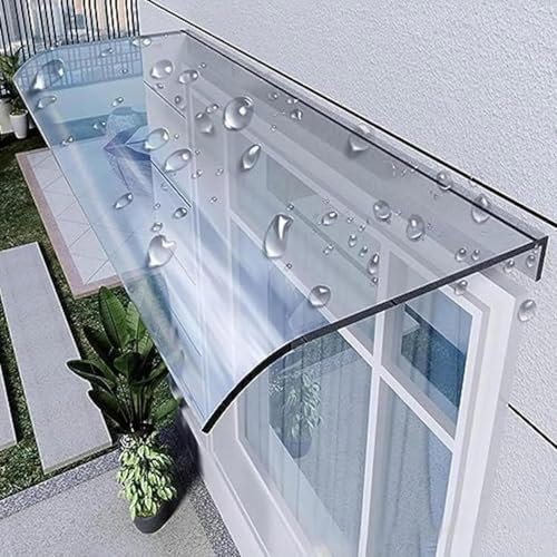 Vordach für Haustür,vordach Haustür Glas, Polycarbonat- Überdachung Haustür,vordach Haustürdach Pultvordach Transparent 3,5mm Dick,für Draußen Haus Balkon Garage Fenster,50x360cm/19.69''x141.73''