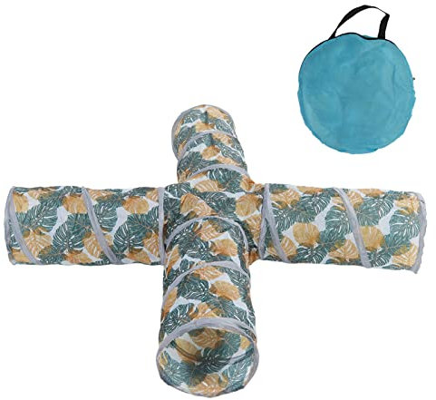 Yomiyuyr Katzentunnel, 4-Wege-Katzenspielzeug für Hauskatzen, reißfestes Polyester-Kätzchenspielzeug mit hängendem Ball, Faltbarer Katzentunnel, 9,8 x 20,5 Zoll