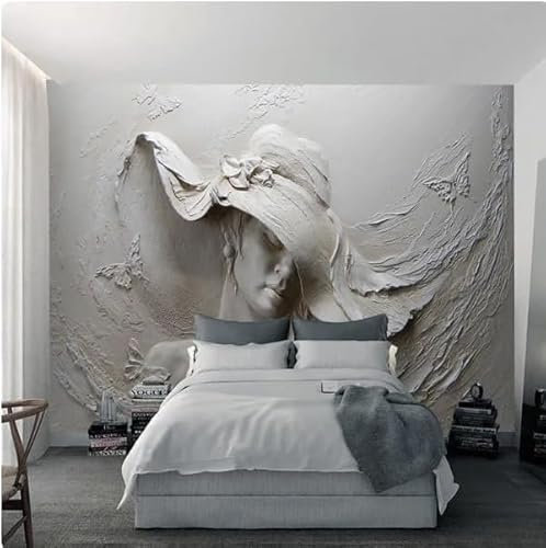 Tzxztt Graue Schönheit Schmetterling Abstrakte Kunst Moderne 3D Tapete Geprägte Seide Neutrale Töne Material Ideal Für Wohnzimmer Schlafzimmer-400cm×280cm