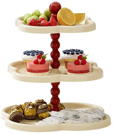 Vassoi da portata a più livelli, Alzata per torta da dessert, Alzata per cupcake a 3 livelli, Alzata per dessert in plastica, Vassoio per teaparty, Alzata per cupcake, Alzata per dessert