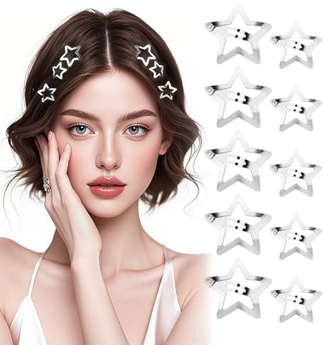YISCOKO Y2K Lot de 20 pinces à cheveux en forme d'étoile argentée pour fille