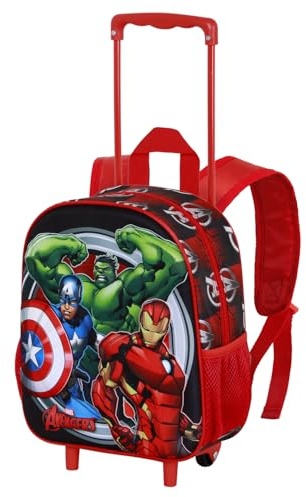 Marvel The Avengers Almighty-Small 3D Backpack with Wheels, Red, 26 x 34 cm, Capacity 7 L