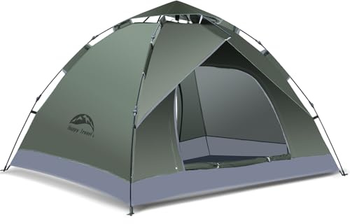 Happy Travel 1/2/3/4 Person Camping Tent, Instant Easy Pop Up Tents for Camping,Automatic Waterproof Family Camping Tent, Easy Set Up Tent,Portable Windproof Dome Tent for Camping Hiking & Traveling