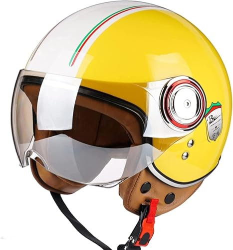 casco jet vintage Caschi Jet, Mezzo Casco Da Motociclista Vintage Caschi Cromwell Caschi Casco A Scodella Scooter Motorino DOT/ECE Omologato Mezzo Elmetto Da Moto 3,L=57-58cm