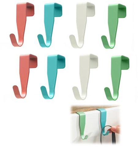 OHREN 8 ganchos, colgador estable, no requiere perforación, apto para puertas estándar, perchero puerta, colgador percheros, gancho, perchas para puertas, colgadores, ganchos para colgar (Multicolor)