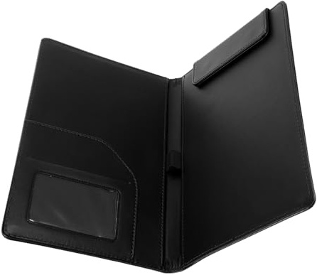 Tofficu Magnetisches Klemmbrett aus Pu mit Clips zur Papieraufbewahrung und Schutz von Speisekarten Rechnungen und Losen Blättern für Büro und Gastronomie Schwarz