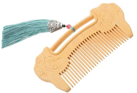 BESTYASH Wooden Comb Fine Teeth and Ruyi Lock Carving Handmade from Boxwood for Men and Women for Teasing Hair Beard Grooming as Sandalwood Comb for Wedding Daily Use