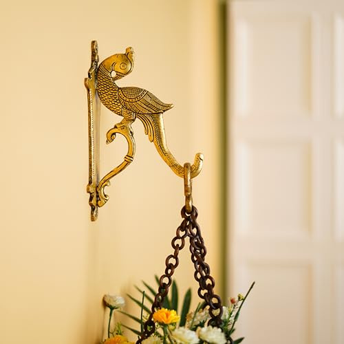 Indian Shelf Brass Gold Decorative Peacock Wall Bracket Plant Hanger Hooks