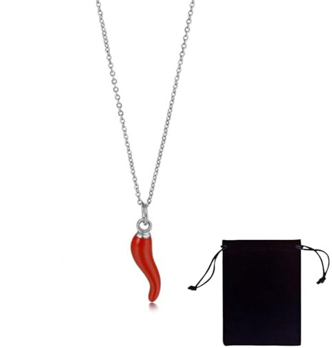 Collana per uomo e donna con ciondolo a forma di corno italiano 3D, catena in acciaio inossidabile 316L, amuleto portafortuna, collana portafortuna, regalo per uomo e donna