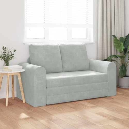 Hoodmeel Divano 2 Posti, Divano 2 Posti Divano Letto Pieghevole, Divano Letto 2 in 1 in Velluto Grigio Chiaro 148x71x83cm