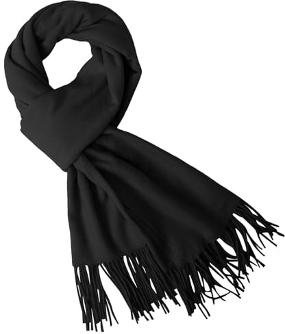 Fjquamitix Women Cashmere Scrarf, Ladies Scarves Pashmina Shawls and Wraps Winter Large Soft Warm Scarf Blanket with Tassel Gifts for Her (Black)