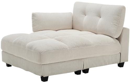 SHAIRMB Chaiselongue-Sessel FüR Drinnen, üBergroßEs Schlafsofa Aus Cord Mit USB-Anschluss Und GeträNkehaltern, GemüTliche Lesesessel Mit Tiefer SitzfläChe, WolkenföRmige Sofas,Beige