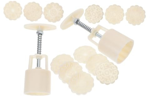Ipetboom Molde para Pastel de Luna 3D 50 G Juego de 2 Sets 6 Sellos con Diseño de Flores Prensa Manual para Galletas y Cupcakes Molde para Hornear Tradicional para Celebraciones y