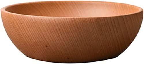 Träskål for frukt, salladsskål, serveringsfat i sallad, skål for hushållsartiklar, träskål, smal, risskål, hemmaskål, rund soppskål(15.5x6.5cm)