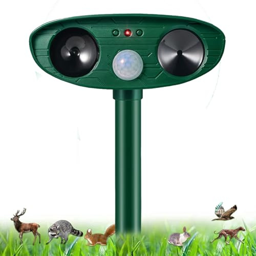 Katzenschreck Ultraschall, Solar Marderschreck Tiervertreiber, Katzenabwehr mit Bewegungsmelder bis zu 10m, Automatisch 13.5KHZ-65.5KHZ Ultraschall Abwehrmittel für Katzen Hunde Mäuse Vögel Marder
