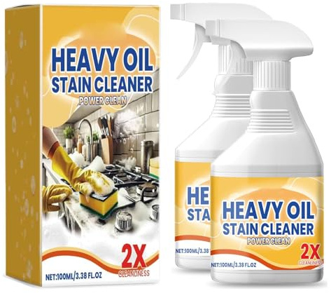 2PCS Kitchen Heavy Oil Cleaner, Kitchen Heavy Cleaner Degreaser, Powerful Grease Remover, Multifunctional Foam Cleaning Stubborn Stains Heavy Duty Oil Stain Remover Spray (100ml*2)