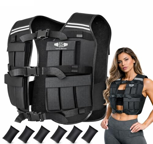 FK Sports Adjustable Weighted Vest 5kg/10kg/15kg/20kg, Weighted Vest for Men & Women, Body Weight Vest for Strength Training, Weight Vest Jacket for Running, Cardio, Exercise, Gym, Boxing