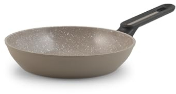 H&H by Bruno Barbieri Padella Savoir 16 cm, Alluminio Forgiato con Rivestimento Antiaderente Ceramico ILAG, Induzione, PFOA Tested, Tortora