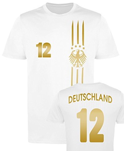 Maillot de football Coupe du Monde / Coupe d'Europe / Allemagne 12 - encolure ronde, maillot pour homme - Allemagne avec différentescouleurs et tailles et diversmotifs. S Motiv 5 ➤ Weiss / Gold