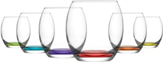 LAV 6X Clear 405ml Empire Tumbler Glasses - Stemless Kitchen Water Whiskey Wine Gin Juice Cocktail Drinking Glass Set