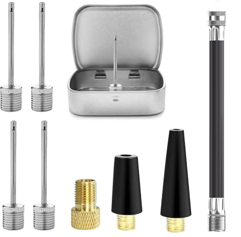 Air Pump Adaptor Kit with Presta Valve Adaptor Convert Presta to Schrader Adapter, Presta Valve Extension Adaptor Hose, Ball Pump Inflation Needles, Balloons Yoga Ball Swimming ring Inflatable nozzles